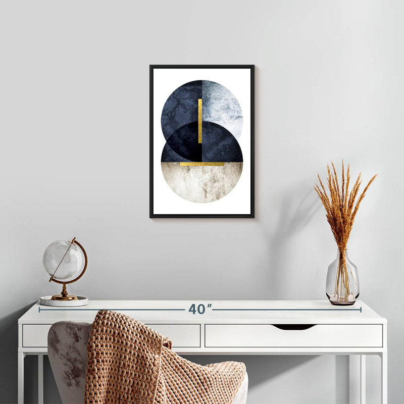 Bleu marine foncé, 13 po x 19 po, Cadre flottant noir