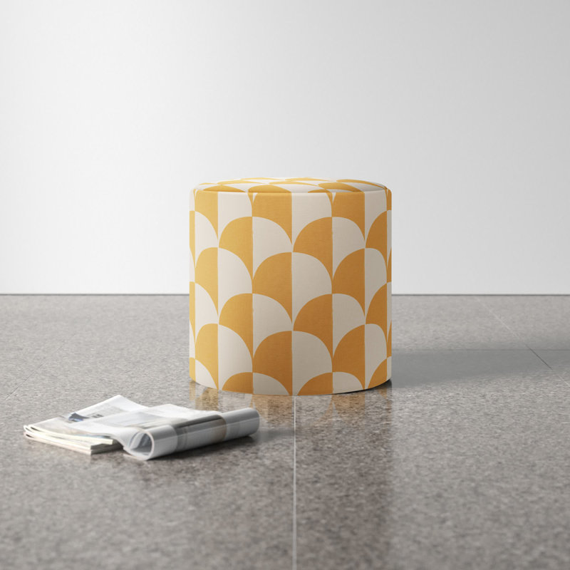 Orlando Upholstered Ottoman, Scallop Stone Gold