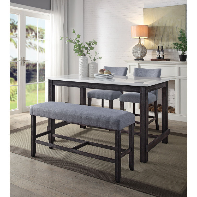 Mahria Marble Top Solid Wood Base Dining Table