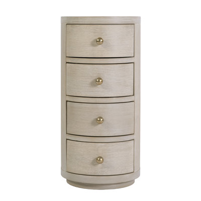 Table de bout ronde à 4 tiroirs en bois l 12 po Nora, taupe antique