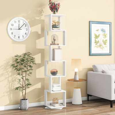 Présentoir rotatif à 6 niveaux - Mettant en valeur les articles de façon claire, la bibliothèque compacte en placage de bois au design peu encombrant améliore la décoration intérieure