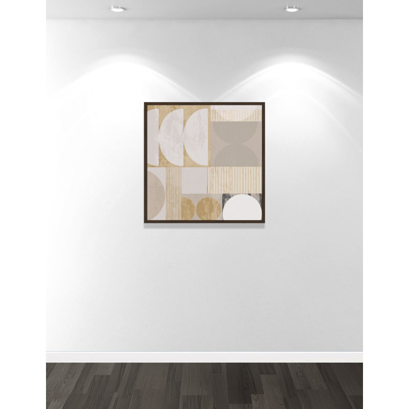 «Golden Balance II» par Casa Fine Arts, Grain de bois noyer, L 32 po x H 32 po, Impression encadrée