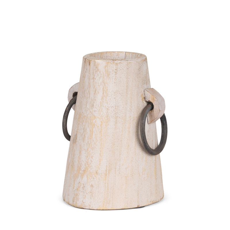 Vase cylindrique en bois massif 7 "brun clair