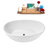 59" Streamline Soaking Glossy White Freestanding Tub and Tray With Internal Drain-101412923