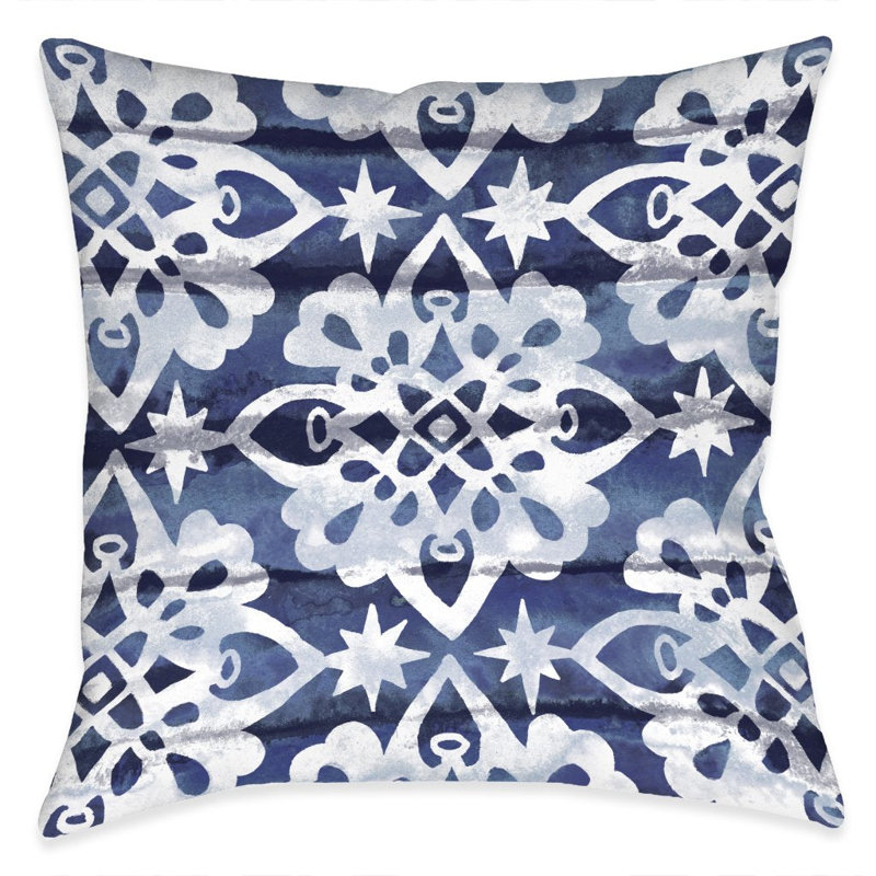 Oreiller décoratif d'intérieur Indigo Shibori Medallion Light