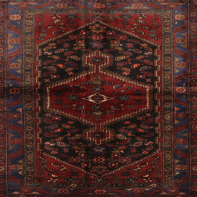 Tapis oriental noir / rouge, Carré 6 pi