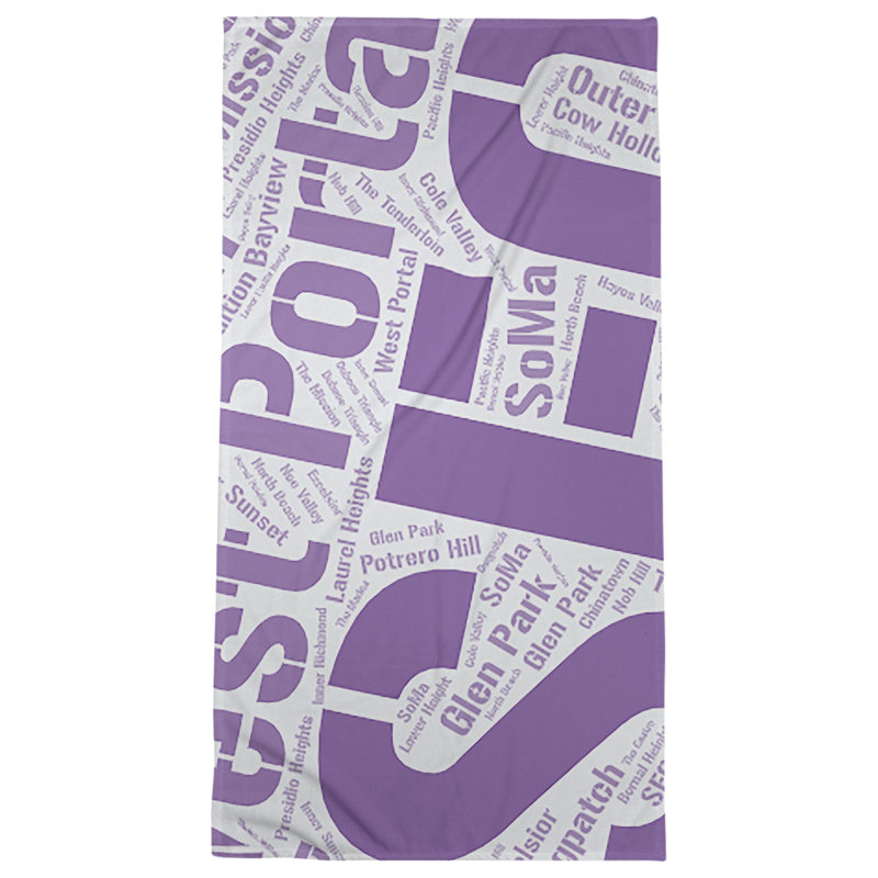 Bath Towel, Purple, San Francisco, Microfiber