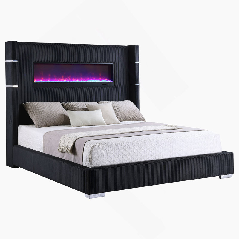 Lit pour grand lit Juda, Noir, Grand lit