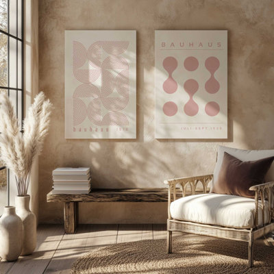 Bauhaus Flow and Composition in Pink Set of 2