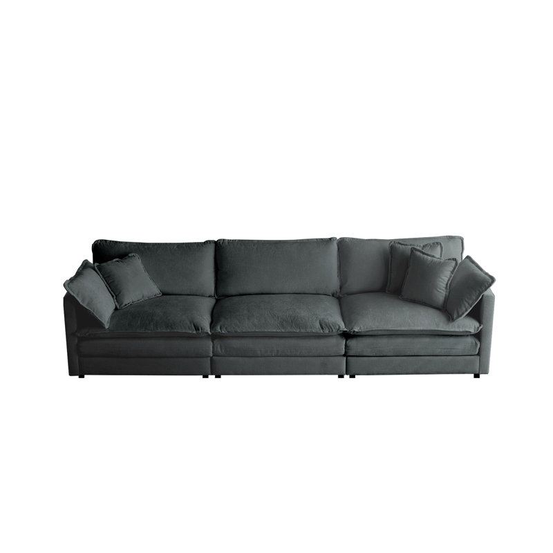 Haninerm Chenille Round Arm Loveseat, Grey, 3