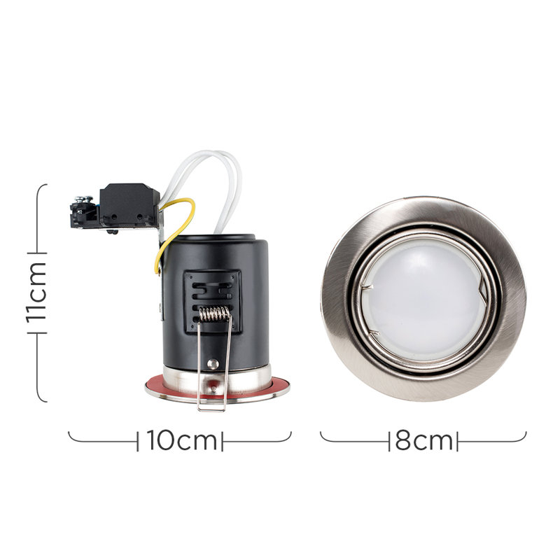 Fire Rated Cool Tiltable Retrofit Downlight, Brushed Chrome, 6500K