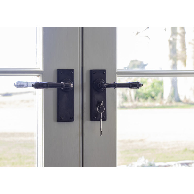 Reeded Lever Latch Set, Aged Bronze