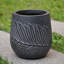 Leaf Embossed Concrete Effect Round Planter, Frostproof Outdoor Plant Pot, Black Round Garden Planter with Drainage Holes-760587781