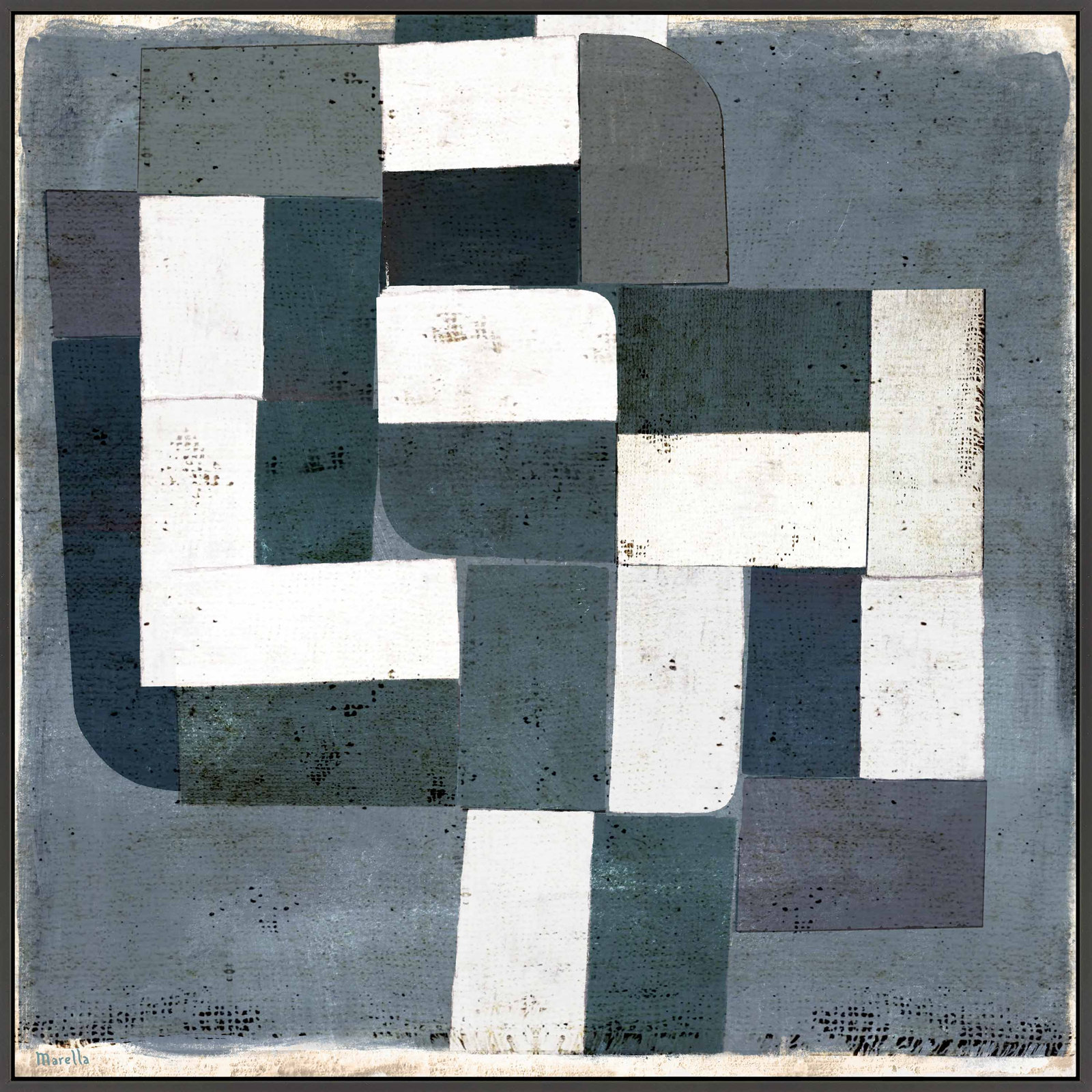 Patchwork 4 by Marco Marella for Studio M - Framed Wall Art, 30" H x 30" W, Paper, White
