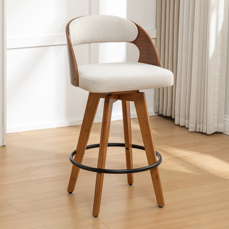Colley Modern Swivel Bar Stool, Bar Stool (76.2cm Seat Height), Beige
