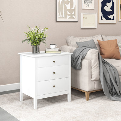 Abdülsamet Modern Wooden Nightstand with 3 Drawers