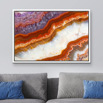 Marble Agate Slice " Purple Red White Gemstone Crystal Landscape Close Up Wall Art "