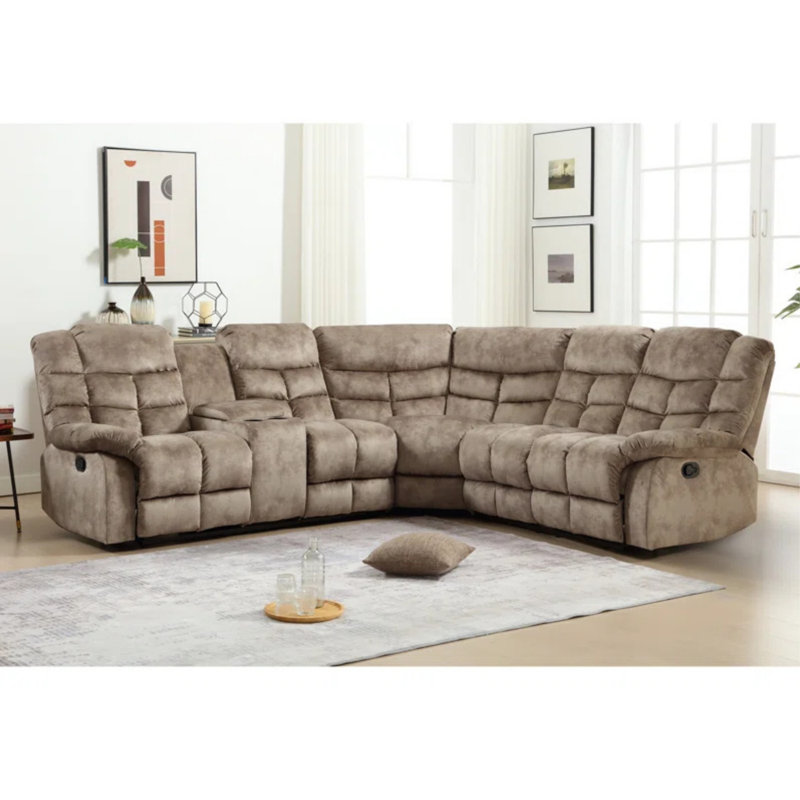 2-Piece Modern And Upholstered Soft Manual Reclining Living Room Set, Brown