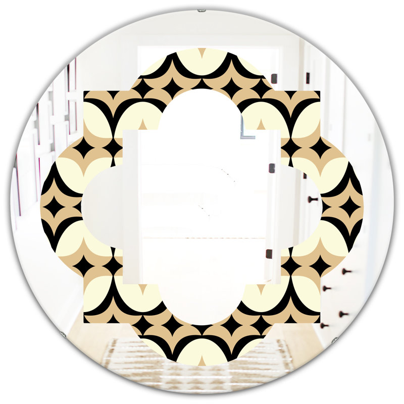 Miroir mural en forme de "quadrilobe abstract rétro" à style vii moderne, H 31,5 po x l po