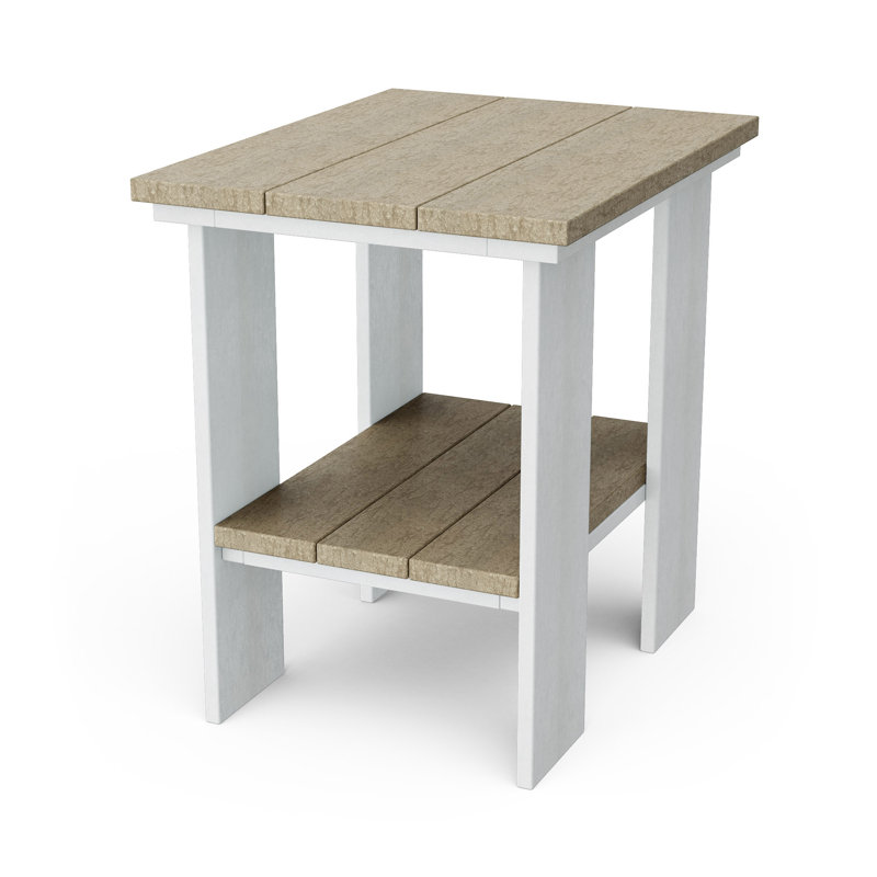 Contemporary Side Table, Weathered Wood/White
