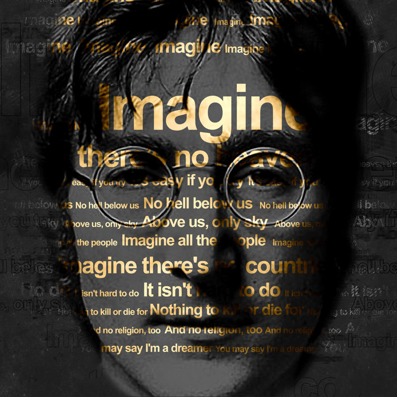 «John Lennon Imagine» par Stephen Chambers, impression sur toile tendue, H 30 po x l 30 po x P 1,5 po