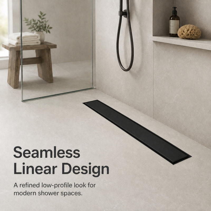 FlowCore 24" Matte Black linear grid drain, Matte Black