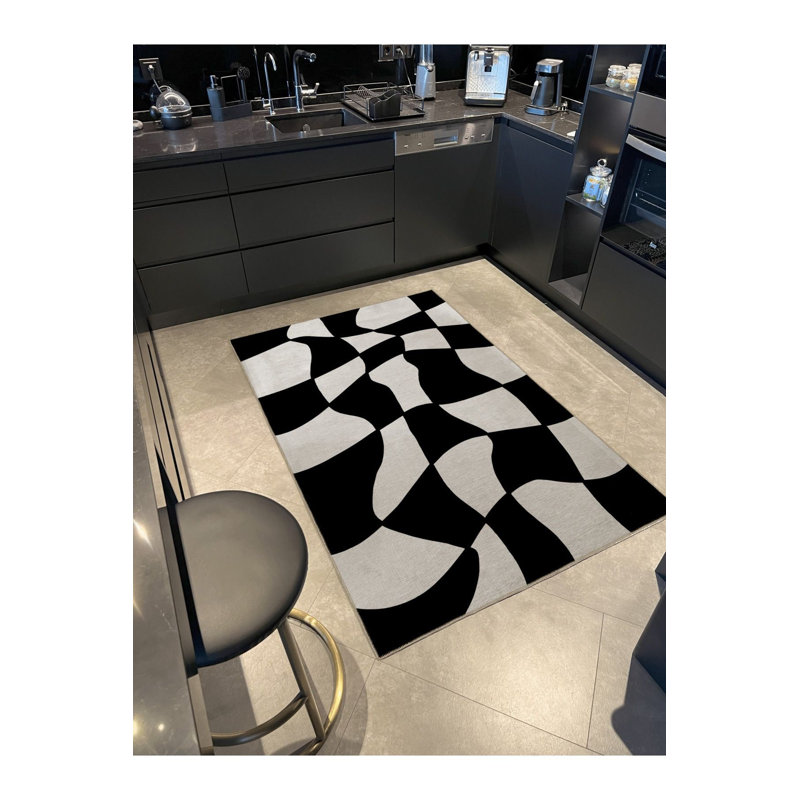 Tapis décoratif lavable à la machine à motif géométrique beige à motif géométrique, Rectangle 3 pi 3 po x 4 pi 11 po