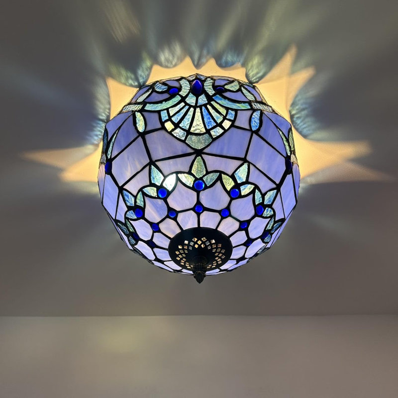 Tiffany Glass Flush Mount, Blue