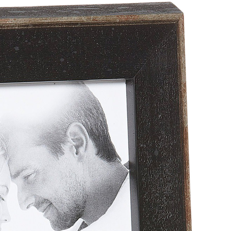 Terra Wood Beveled Picture Frame, 4" x 6", Stone Etched Black Silver