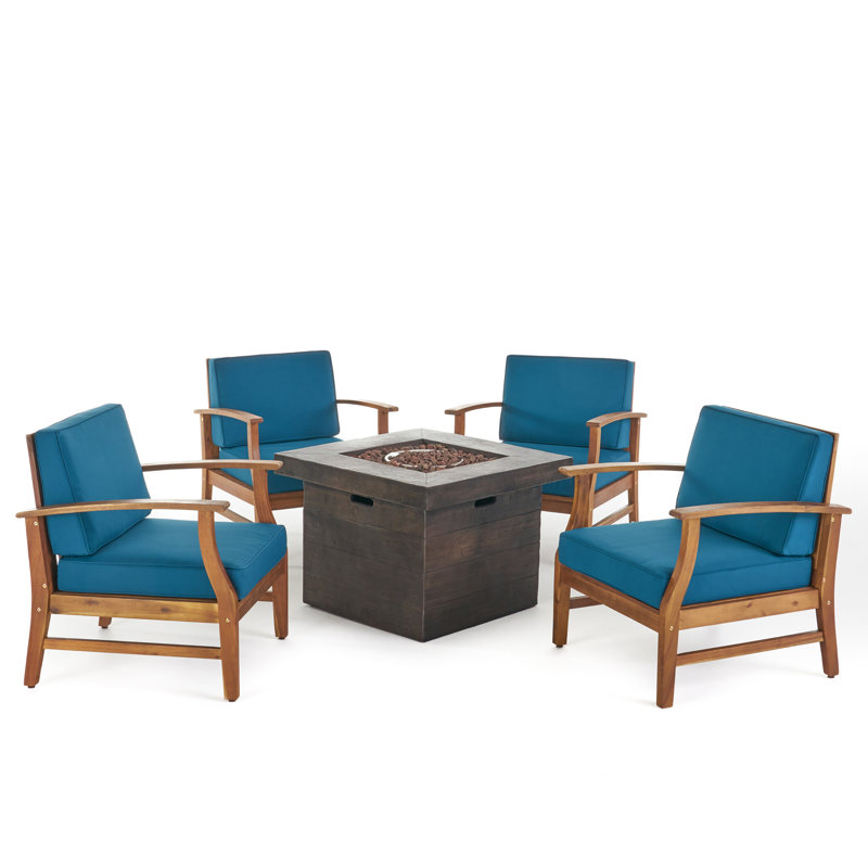Ensemble de conversation avec coussins 5 pièces Karp, Bleu