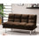 Canapé-lit de futon de style contemporain en microfibre converti en lit avec support supplémentaire pour pieds chromés
