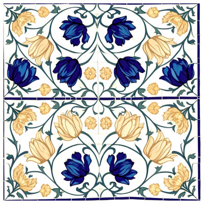 Blue Yellow Floral Comforter