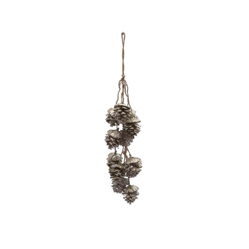 Hanging Plastic Pinecone Bunch With Glitter