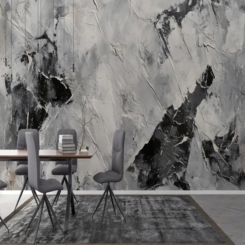 Monochrome Textured Abstract Wall Mural, 236" L x 117.96" W