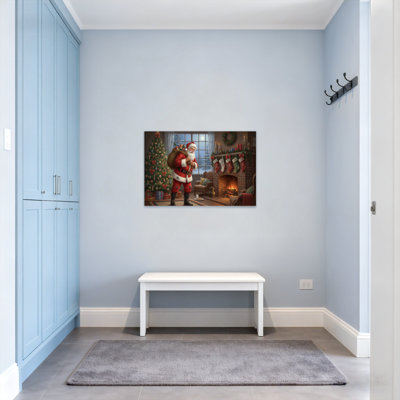 Foyer de Noël avec arbre de Noël et père Noël
