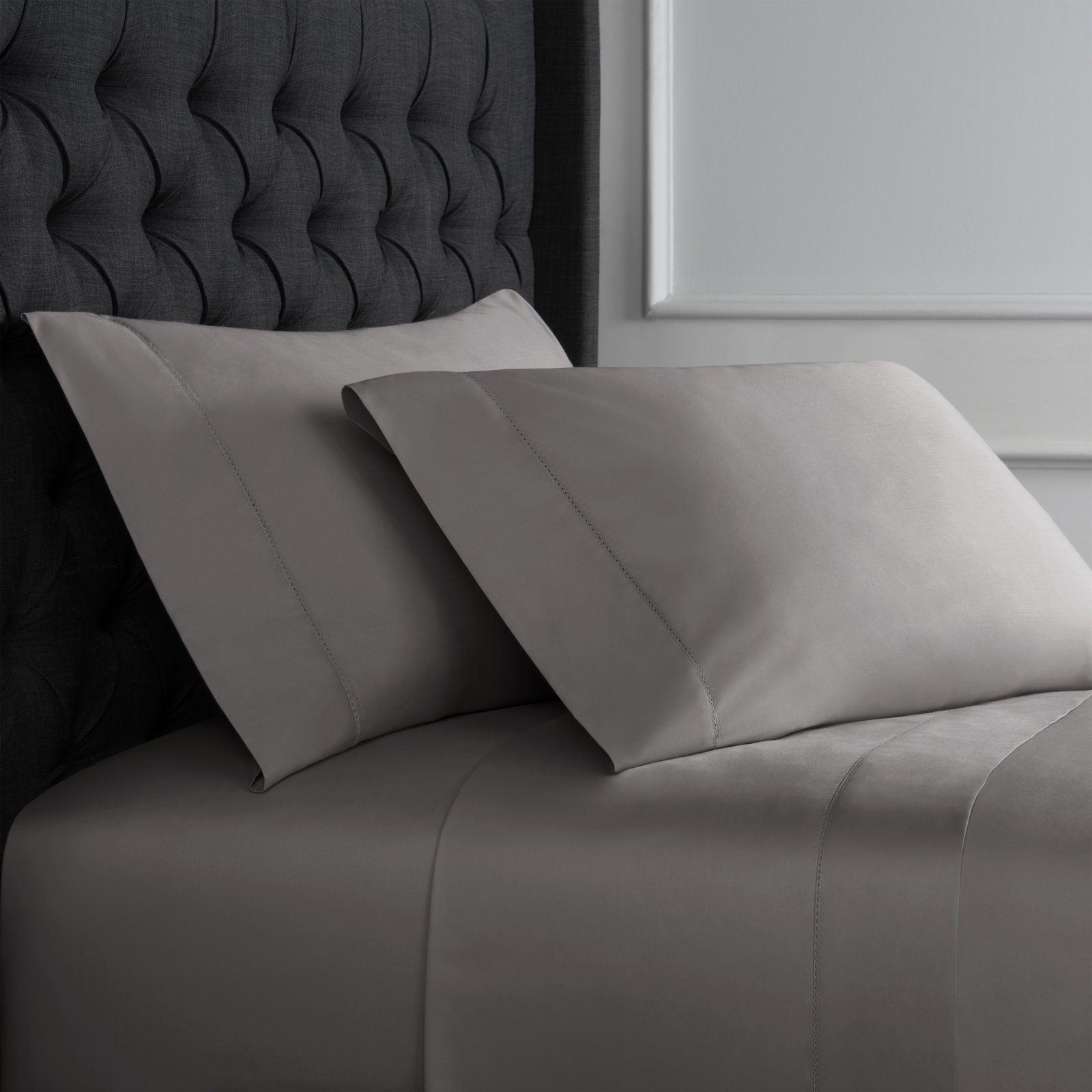 Briani Cotton Sheet Set, Twin, Charcoal