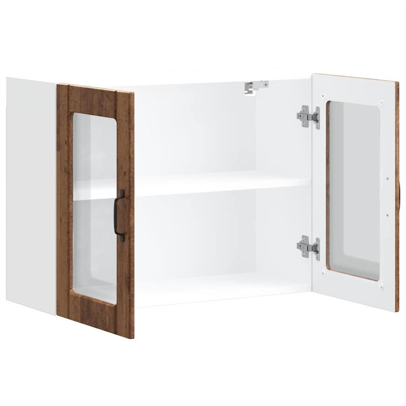 Kitchen Wall Cabinet With Glass Door Lucca Engineered Wood, 60cm H x 80cm W x 31cm D, Old Wood