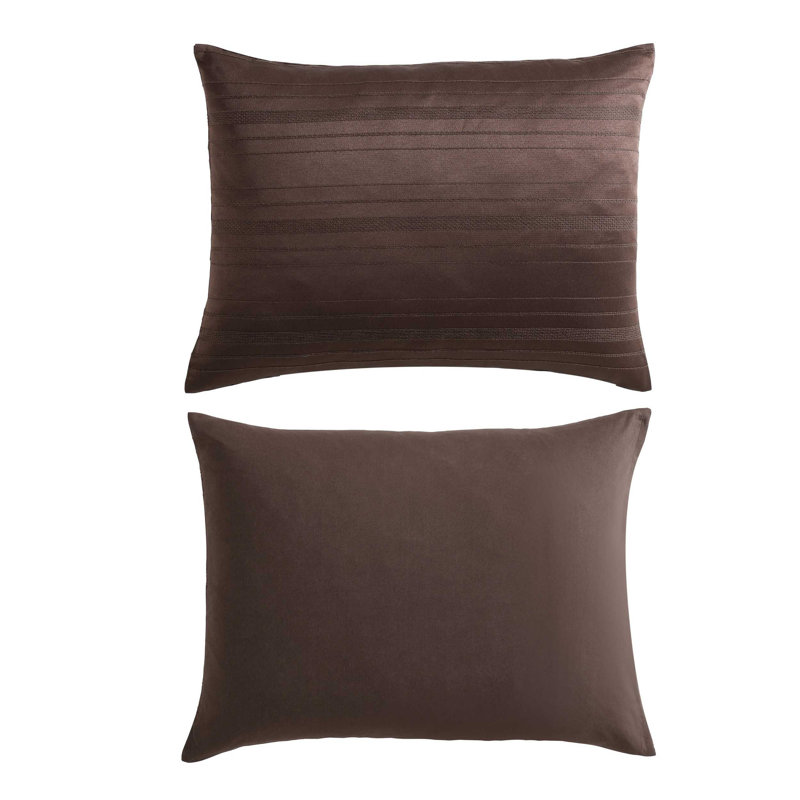 Vera Wang Illusion Lines Brown Comforter Set, King Duvet Cover+ 2 King Pillow Shams