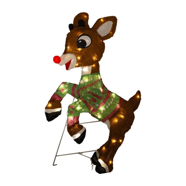 The Holiday Aisle® Rudolph in Ugly Sweater Outdoor 2D Lighted Display ...