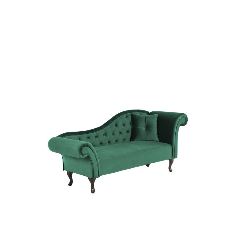 Whitlock Velvet Chaise Lounge, Right-Arm Chaise, Green