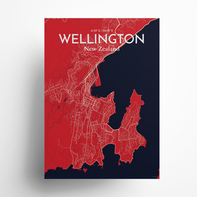 Wellington, carte de la ville, impression
