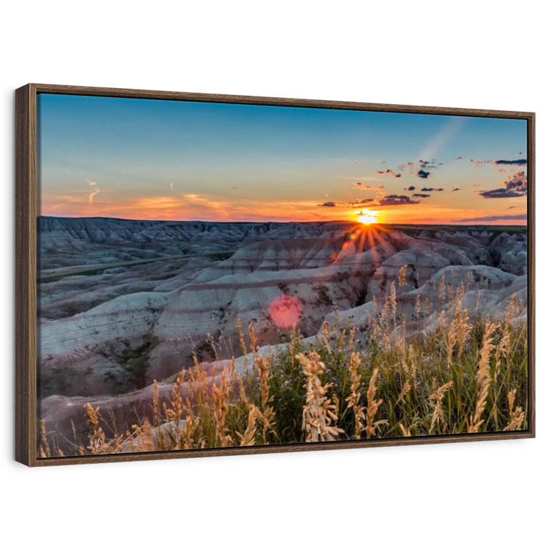 Parc national Badlands, 46 po x 31 po, Cadre flottant noyer