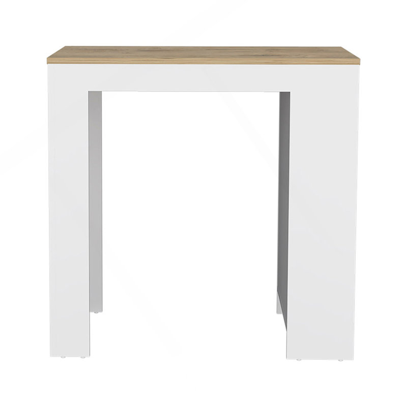 Îlot de cuisine Harlan, plateau de table à hauteur de comptoir avec tablette à 3 côtés