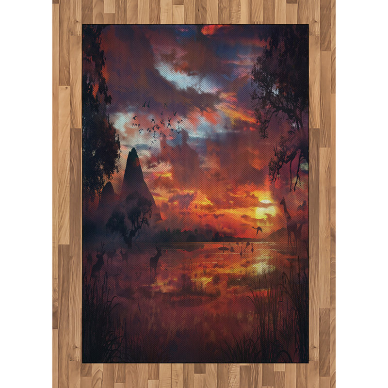 Tapis décoratif long en fibres de polyester haute densité Scenery, Rectangle— 4 pi x 5 pi 8 po