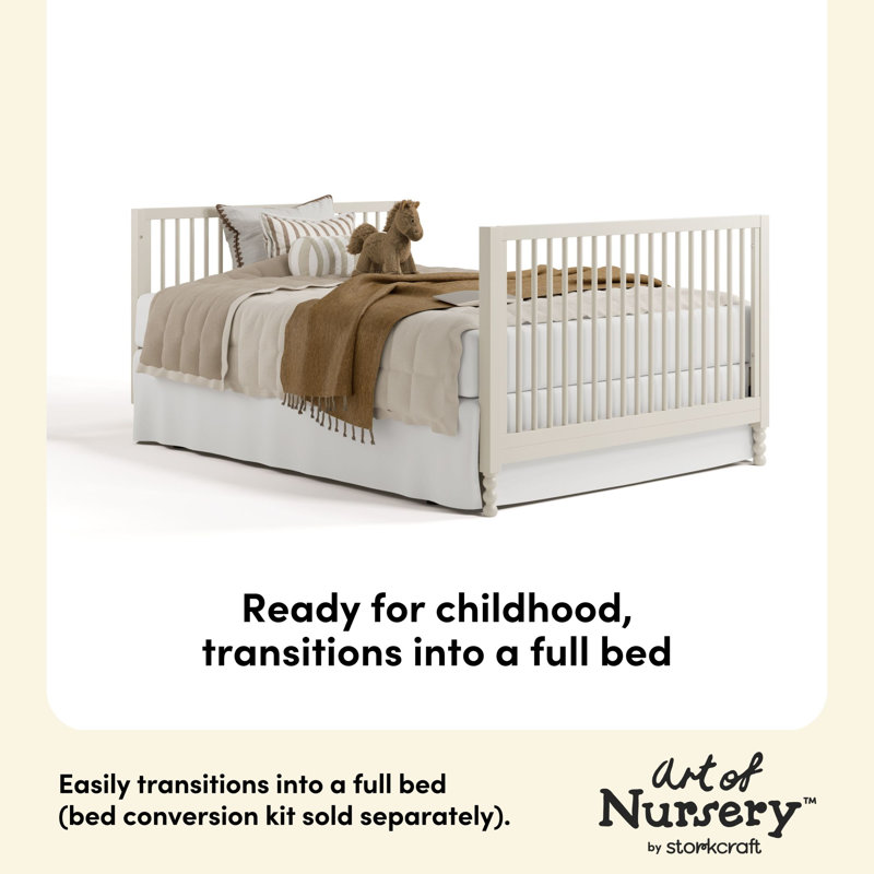 Rio 5-in-1 Convertible Crib with Toddler Guardrail, Frosted Oat 