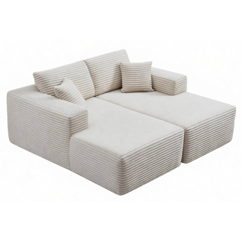 Canapé-lit rembourré 73,4 po 2 places, Cream White