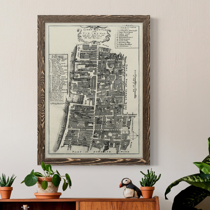 Toile encadrée de qualité supérieure Quays Of London IV - prête à être accrochée, H 20 po x l 24 po x P 1 po, Cadre noyer