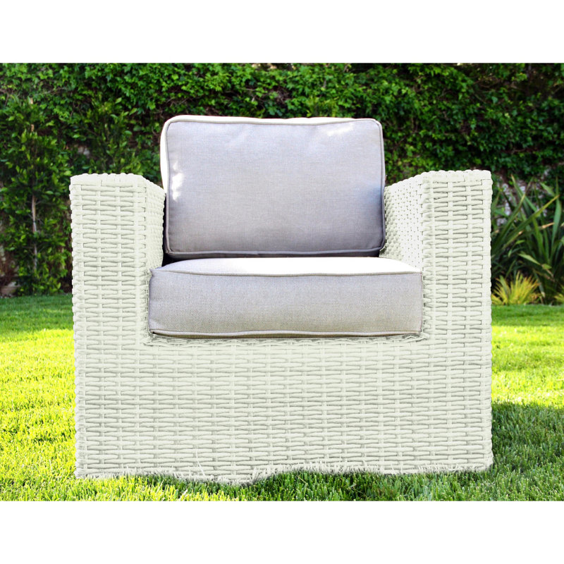 Melanie Fully Assembled Patio Chair with Cushions, White, Gray