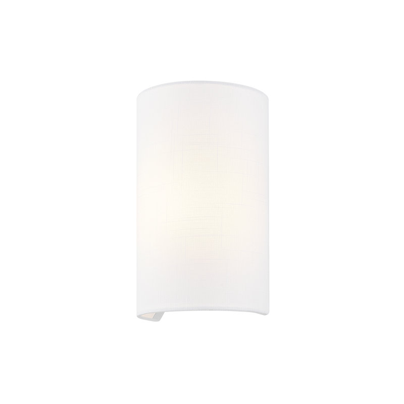Textile - Petite applique murale cylindrique ADA - Abat-jour en tissu de lin, Blanc, H 10 po x l 5,5 po