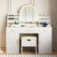 Coiffeuse 47,2 "avec miroir et lumière, coiffeuse avec tabouret de rangement rembourré, coiffeuse avec deux organisateurs, 3 tiroirs et 2 armoires pour la chambre à coucher, blanc